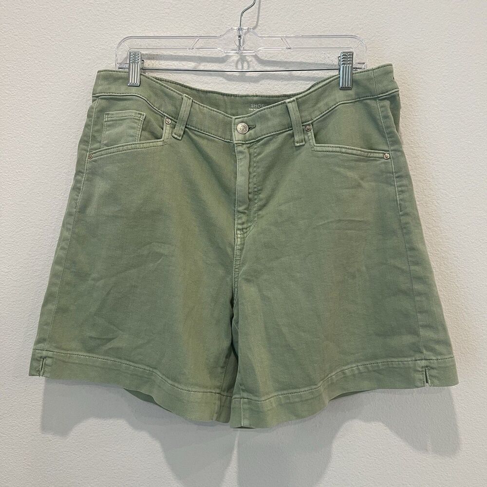 Chico's So Slimming High Rise Denim Shorts 14 Sage Green Stretch Casual Summer